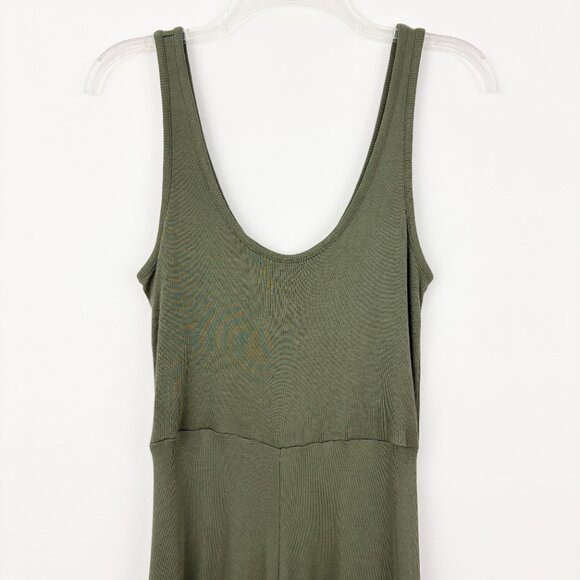 Marine Layer Lexi Rib Fit & Flare Midi Dress Size S Sleeveless Tank Stitch Olive - Picture 3 of 7